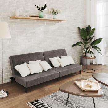 Dark Gray Velvet 2-Seater Sofa Bed