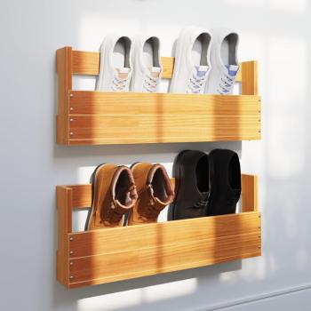Estantes de pared para zapatos de madera de pino sólido marrón (2 unidades) 59x8,5x23,5 cm