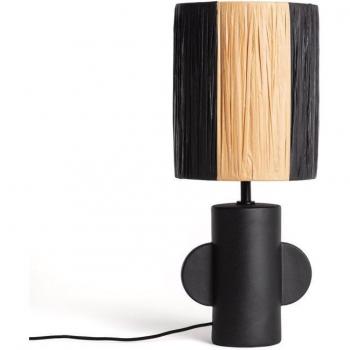 Lámpara de Mesa Cerámica y Rafia Tyler Negro Efectoled/LEDKIA