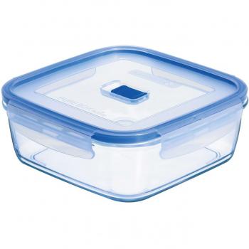 Luminarc Cuadrado 2,5 litros Pure Box Active Recipiente hermético, Transparente y Azul, 2,5 L