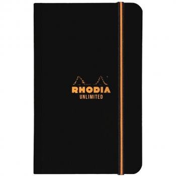 Cuaderno Unlimited - Rhodia Classic - Cuadrícula con márgenes en blanco y cuadro superior - Negro 9x14 cm