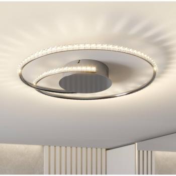 Plafón LED Joline de Lindby, 45 cm, con cristales, acabado en metal plateado, diseño moderno para salón y comedor