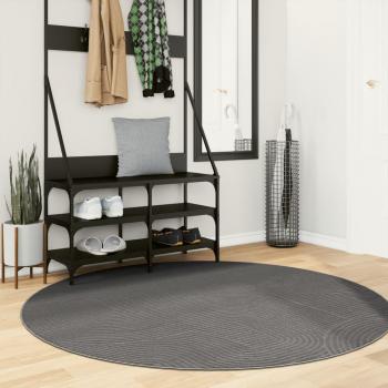 Alfombra de Pelo Corto IZA Estilo Escandinavo Ø160 cm Color Antracita, Crema y Gris