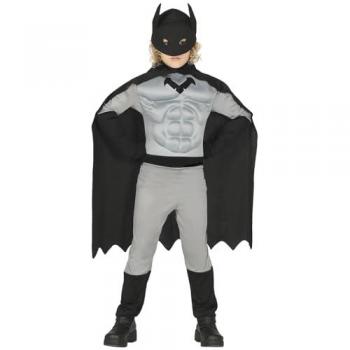 Disfraz de Superhéroe Musculoso Infantil 10-12 Años - Hombre Murciélago Gris