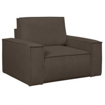 Sillón de terciopelo marrón AMELIA - 1 plaza - Diseño contemporáneo - Tela de canalé