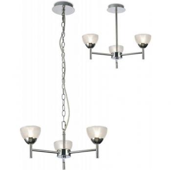 Lámpara colgante de techo Avalon cromo pulido 3 bombillas 24cm con vidrio prismático transparente G9
