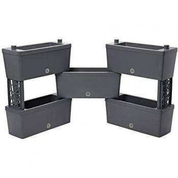 Kit 5 Jardineras Modulares Componibles Gris 59x23x27 cm