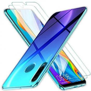 KEEPXYZ Funda para Huawei P30 Lite Silicona Transparente TPU Antigolpes + 2 Pcs Protector de Pantalla para Huawei P30 Lite Cristal Templado, Vidrio Templado para Huawei P30 Lite