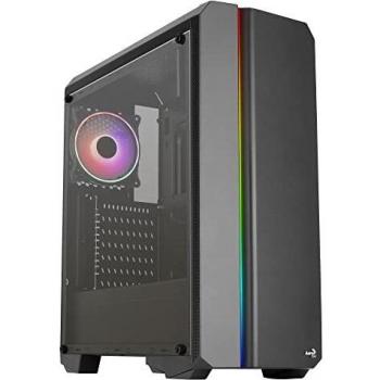 Aerocool GENESISV2BK, Caja PC ATX, Panel Frontal LED ARGB, Ventilador ARGB 12cm, Negro