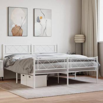 Cama de metal blanca con cabecero y estribo 120x200 cm Vidaxl