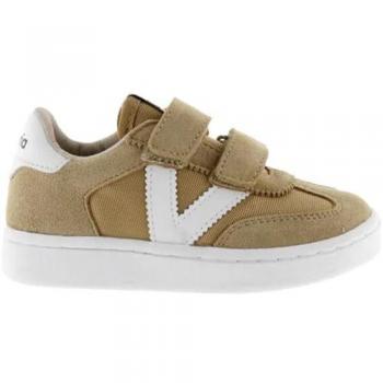 Zapatillas Deportivas Infantiles Victoria Millas de Nylon y Serraje con Doble Cierre Velcro Marrón