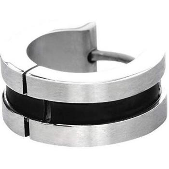 Black Stripe Raya Negra Unisex Pendiente Standard, Acero Inoxidable,