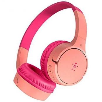 Belkin SoundForm Mini Kids Wireless Headphones with Built in Microphone, On Ear Headsets Girls and Boys For Online Learning, School, Travel Compatible with iPhones, iPads, Galaxy and more - Pink