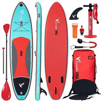 freein Kayak Sup Tabla Hinchable de Paddle Surf 10'/10'6x31 x6 Tabla de Remo Inflable, Doble Remo, Bomba de Doble Acción, Aleta, Adaptador, Soporte para GO-Pro, Correa, Mochila, Asiento