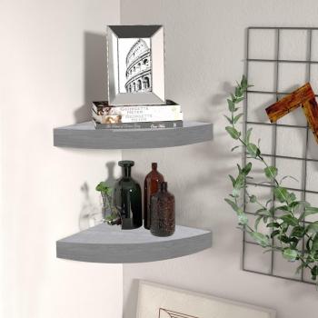vidaXL Wall Corner Shelves - 2 pcs Concrete Grey 35x35x3.8 cm MDF