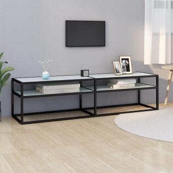 Mueble de TV vidrio templado color mármol blanco 160x40x40,5 cm