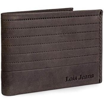 Lois - Cartera de Hombre de Cuero. Billetero de Piel Genuina. Compartimentos Monedas Billetes Tarjetas y documentación. Caja para Original. Calidad excelente 202286, Color Marron