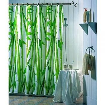 MSV Cortina de Baño Anti-Bacterias y Antimohos, Poliéster y Bambú, 180 x 200 cm