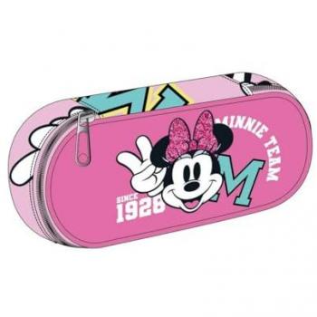 Estuche Portatodo Ovalado Minnie Mouse Fucsia - 8,5 x 5 x 22,5 cm - Cierre de Cremallera - Versátil y Duradero