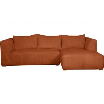 Sofá chaise longue a la derecha de diseño de pana color terracota 3-4 plazas - PANAM