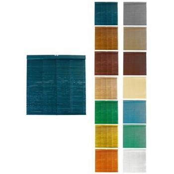 Persiana de Madera Alicantina con Polea Metálica - Estor Enrollable para Ventanas, Puertas, Salón 85 x 100 cm (Azul (Barnizada))