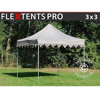 Carpa Plegable Rápida FleXtents Pro 'Marruecos' 3x3m Impermeable Latte