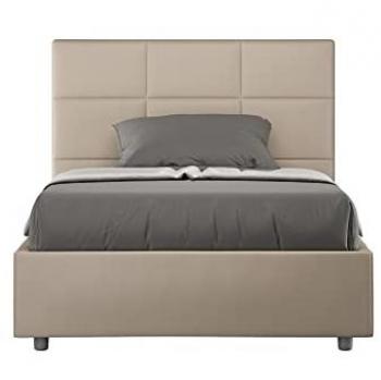 Cama Tapizada 140x190 Gris Tórtola Símil Piel Sin Somier Mika