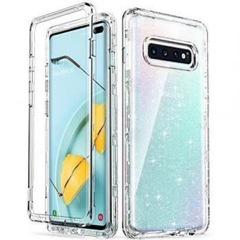 ULAK Funda Galaxy S10 Plus, Estuche a Prueba de Golpes de Estuche Parachoques de Resistente Caso de protección Suave de TPU para Samsung Galaxy S10+/S10 Plus - Glitter Transparente