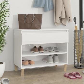 Mueble Zapatero de Madera Contrachapada en Color Roble Sonoma y Blanco Brillante, Dimensiones 70x36x60 cm