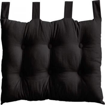 Cojín Cabecera de Cama en Tela con Botones - Negro - 70 x 45 cm