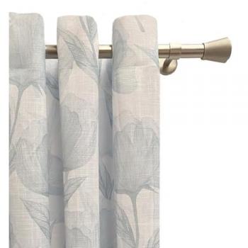 Cortina Translúcida Confeccionada en Ollados, Visillo en Estampación Digital de Alta Calidad, Diseño Floral en Colores Agua y Azul, Ideal para Salón, Dormitorio y Cocina, Hecha en España