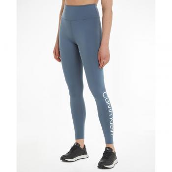 Leggings deportivos Calvin Klein con logo para mujer, malla larga, color azul, talla S