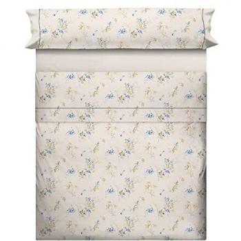Juego de Sábanas 100% Algodón OEKO-TEX 3 Piezas Estampadas para Cama 135x190/200cm con Bajera Adaptable a Colchón de 30cm - Fabricado en