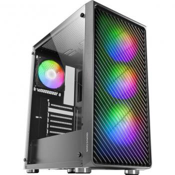 Mars Gaming MC-F Semitorre ATX, Ventana de Cristal Templado, Frontal Metal-Mesh, 4x Ventiladores ARGB 120mm, USB 3.2, Color Negro