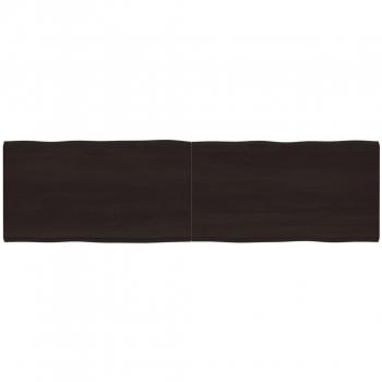 Tablero de mesa madera tratada roble borde natural marrón oscuro 220x60x(2-6)cm