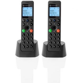 Teléfono Inalámbrico DECT Motorola DOT202 Duo Negro con Manos Libres y Bloqueo de Llamadas