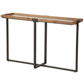 Consola Adda Home de Metal y Cristal en color Marrón y Negro, dimensiones 120x33x75 cm