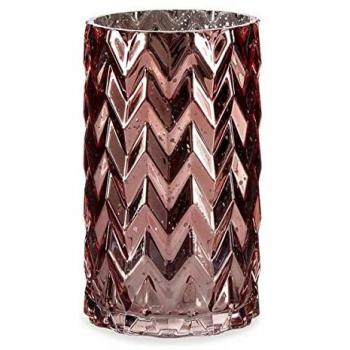 Jarrón Tallado Espiga de Cristal Rosa Multicolor (11,3 x 19,5 x 11,3 cm)