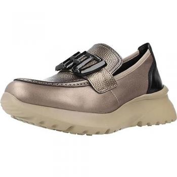 Mocasines de Piel Sport para Mujer Hispanitas Polines Gris Plano Casual T. 39