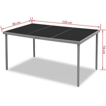 Vidaxl mesa comedor exterior 150x90x74 cm negra