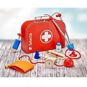 Maletín de Médico de Madera Selecta - 25x18 cm, Unisex, Incluye Accesorios, Hecho en Alemania