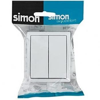 Conmutador Doble Eléctrico Superior IP54 Blanco Aquarius Simon