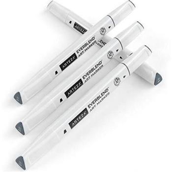 Arteza EverBlend rotuladores mezcladores color Gris Humo A157 | Juego de 4 | Rotuladores de alcohol con doble punta