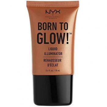 NYX Professional Makeup Iluminador líquido Born to Glow Liquid Illuminator, Maquillaje fluido con brillo, Iluminador, Base de maquillaje, Fórmula vegana, Tono: Sun Goddess