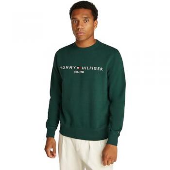 Sudadera Tommy Hilfiger para Hombre con Logo Bordado - Verde Ornamental - Talla L - Corte Regular