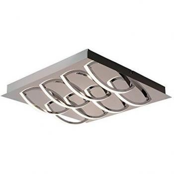 Lámpara de Techo LED Manchester 8 Luces, Diseño Moderno en Aluminio Cromado, Dimensiones 41x9x41 cm