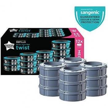 Tommee Tippee Sangenic Recambios Sistema avanzado para desechar pañales Twist & Click, paquete de 12