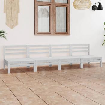 vidaXL 4 Piece Garden Lounge Set White Solid Pinewood