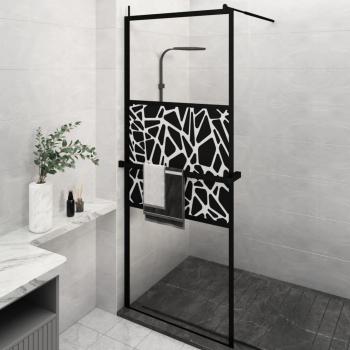 vidaXL Walk-in Shower Wall with Shelf Black 80x195cm ESG Glass & Aluminium