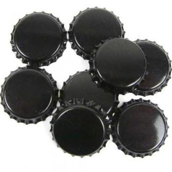 Chapas taladrados Diámetro 26 mm con junta para estándar botellas de plástico., negro, 1000 Stück Kronkorken